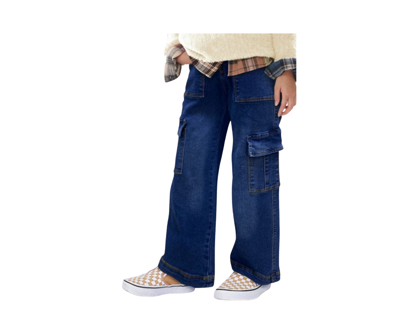 GIRLS CARGO POCKET DENIM JEANS