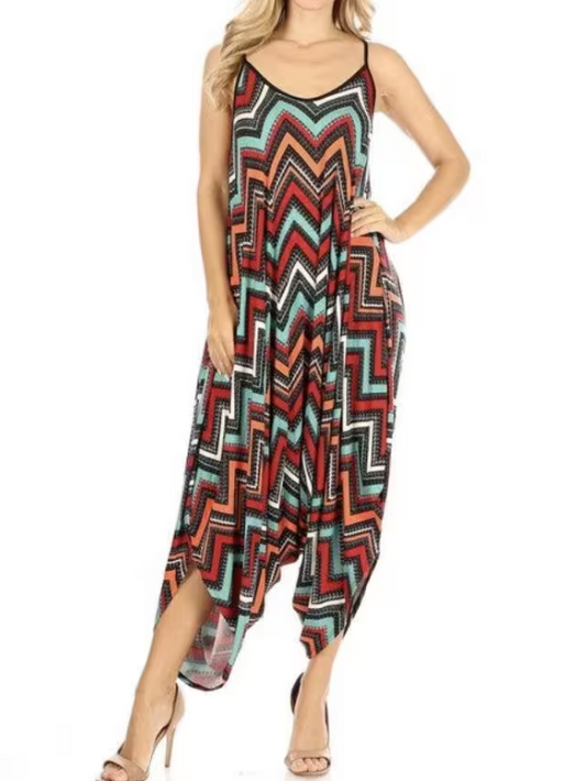 CASUAL WOMEN JUMPSUIT PRINTED V NECK