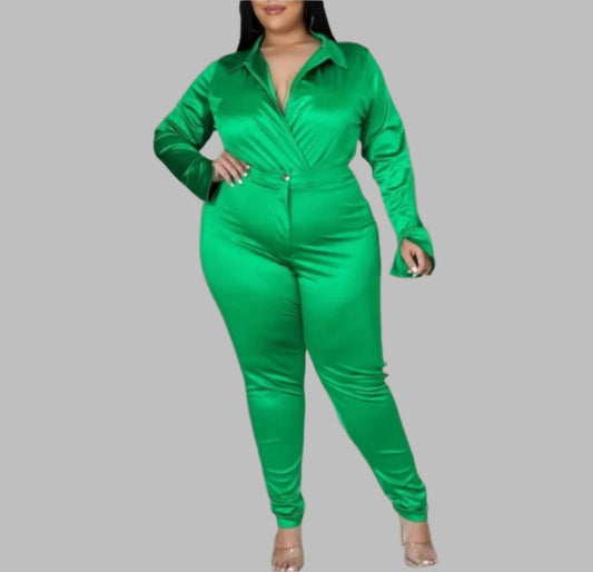 MARDI GRAS Kelly green inspired two-piece set