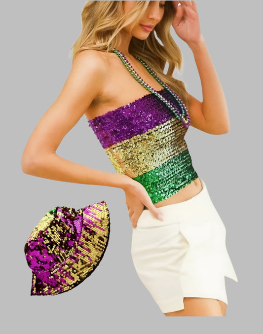 MARDI GRAS Tube top bucket hat bundle