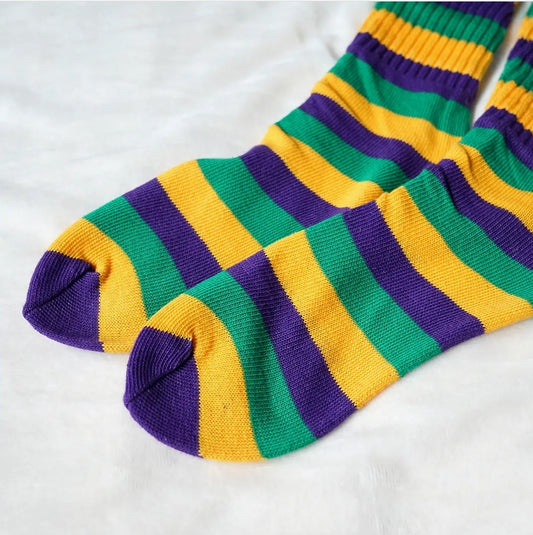 MARDI GRAS ankle scrunch socks