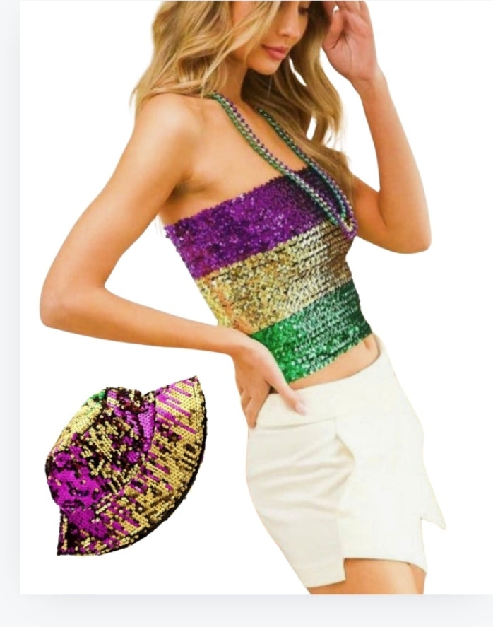 Mardi Gras Tube top bucket hat bundle