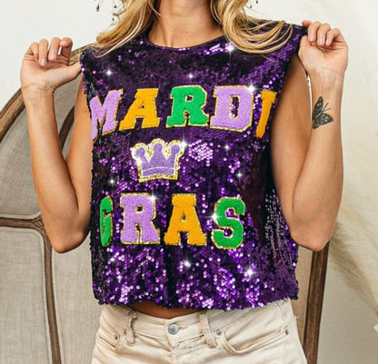 MARDI GRAS sequence crop top