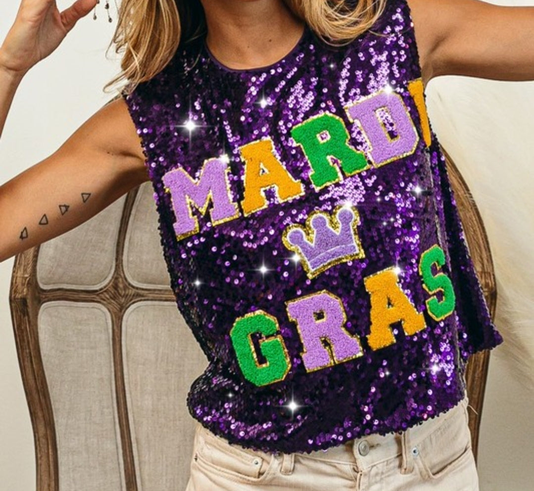 MARDI GRAS sequence crop top