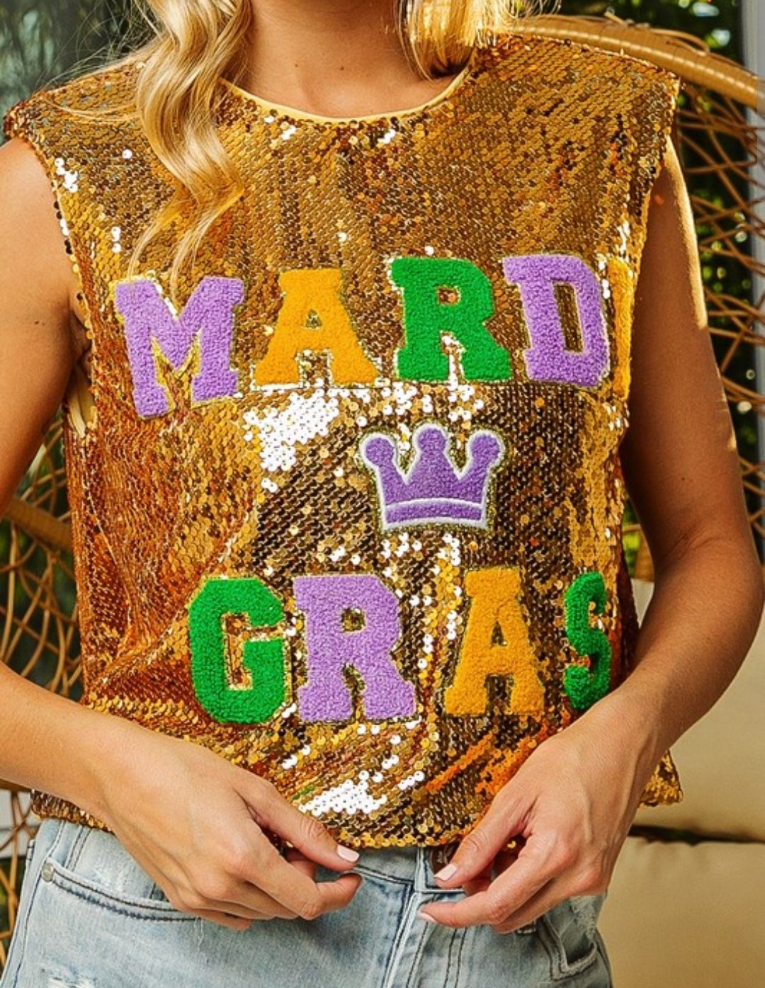 MARDI GRAS sequence crop top