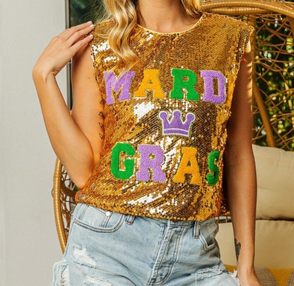 MARDI GRAS sequence crop top