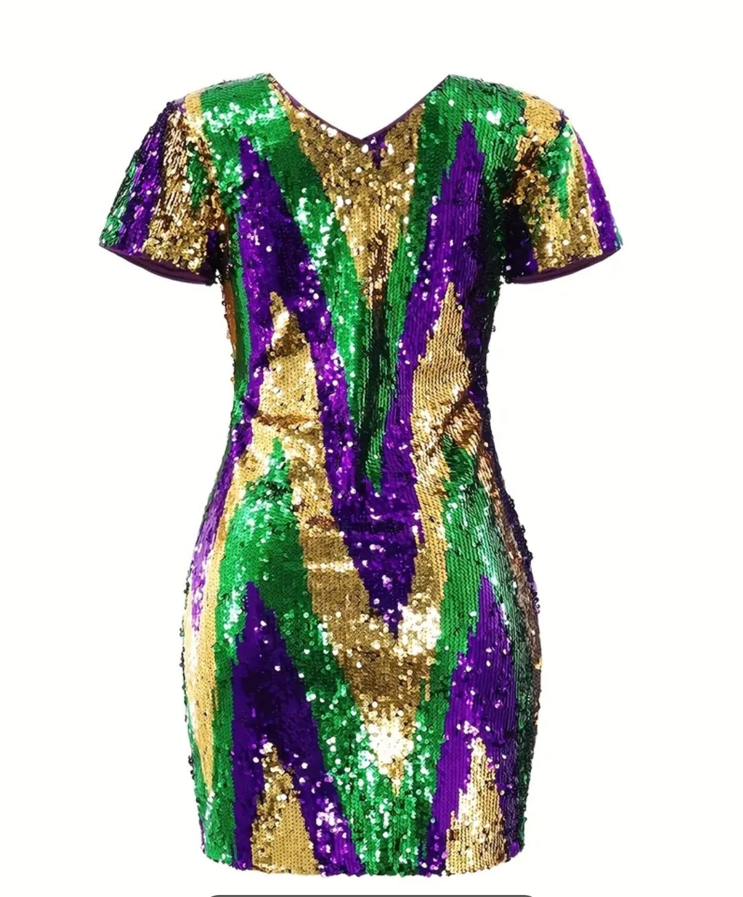 "Shimmering Mardi Gras Sequin Party Mini Dress" 🎉