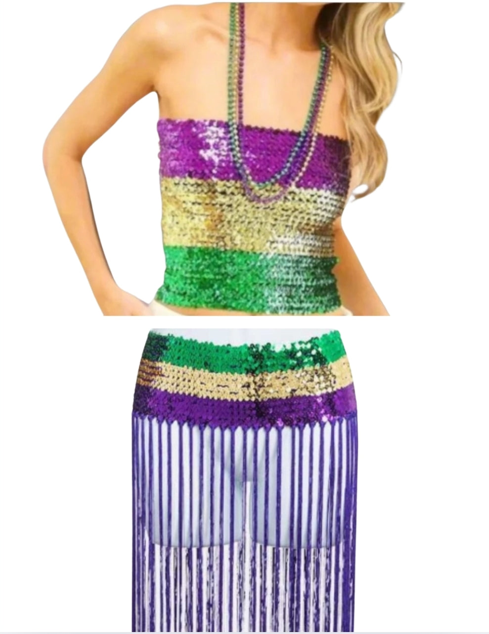 "Mardi Gras Sparkle: Sequin Tassel Belt Extravaganza" SET