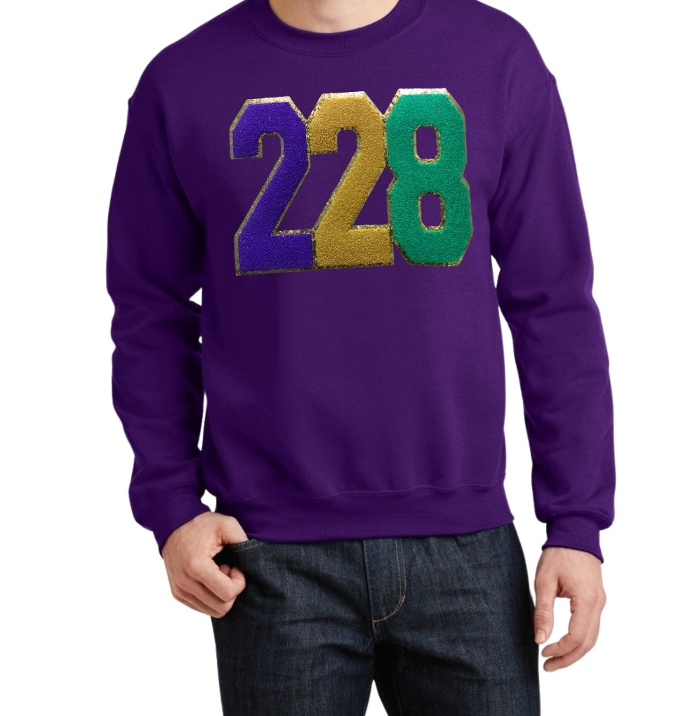 "Mardi Gras Magic: Long Sleeve T-Shirt with Grand Embroidered Patch"