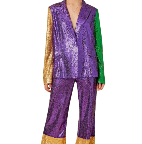 "Emerald & Gold Gleam: Mardi Gras Showstopper Jacket"