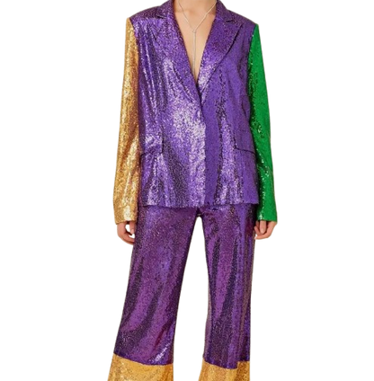 "Emerald & Gold Gleam: Mardi Gras Showstopper Jacket"