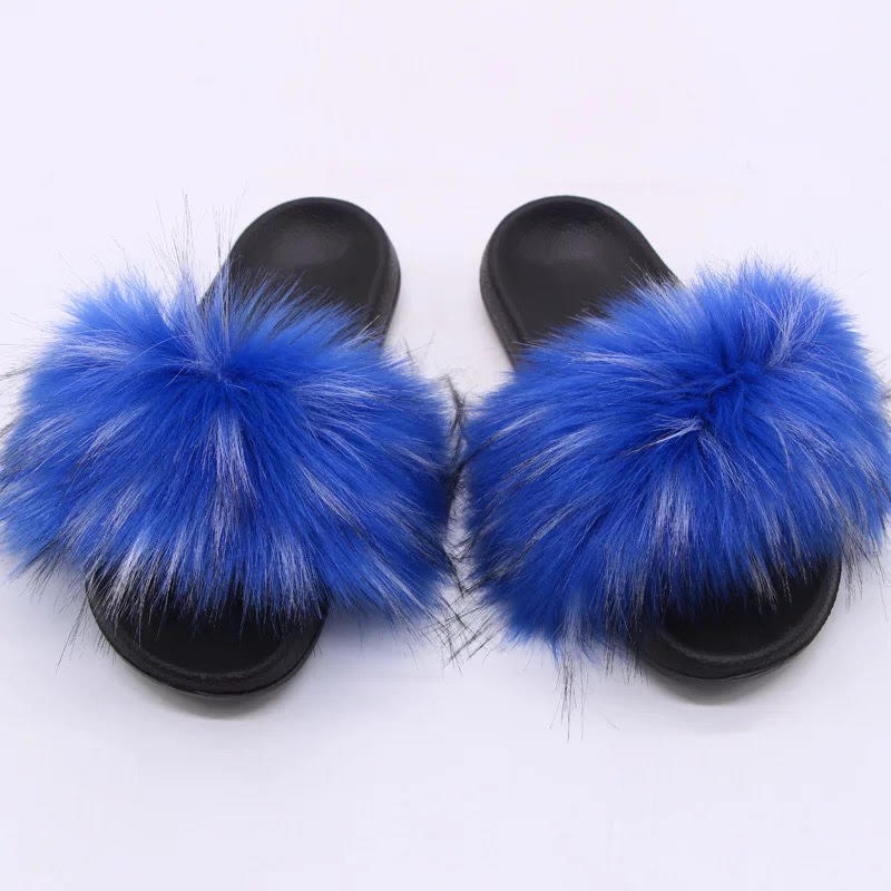 WOMEN FURRY FAUX FUR SHOE SLIDES SLIPPERS