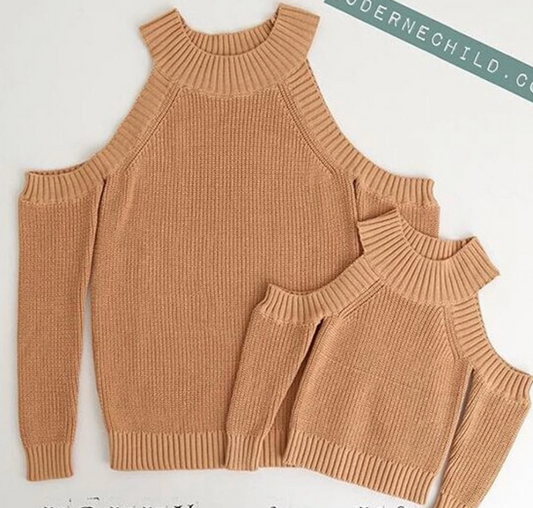 ME & MOMMY: SWEATER KHAKI BROWN OFF SHOULDER CUTIE (MOMMY ONLY)