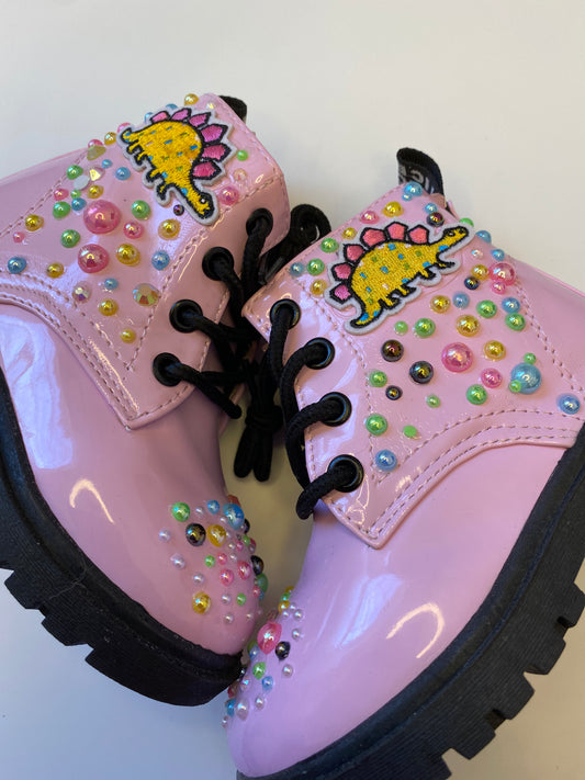 PINK AND DINOSAURS GIRLS BOOTS