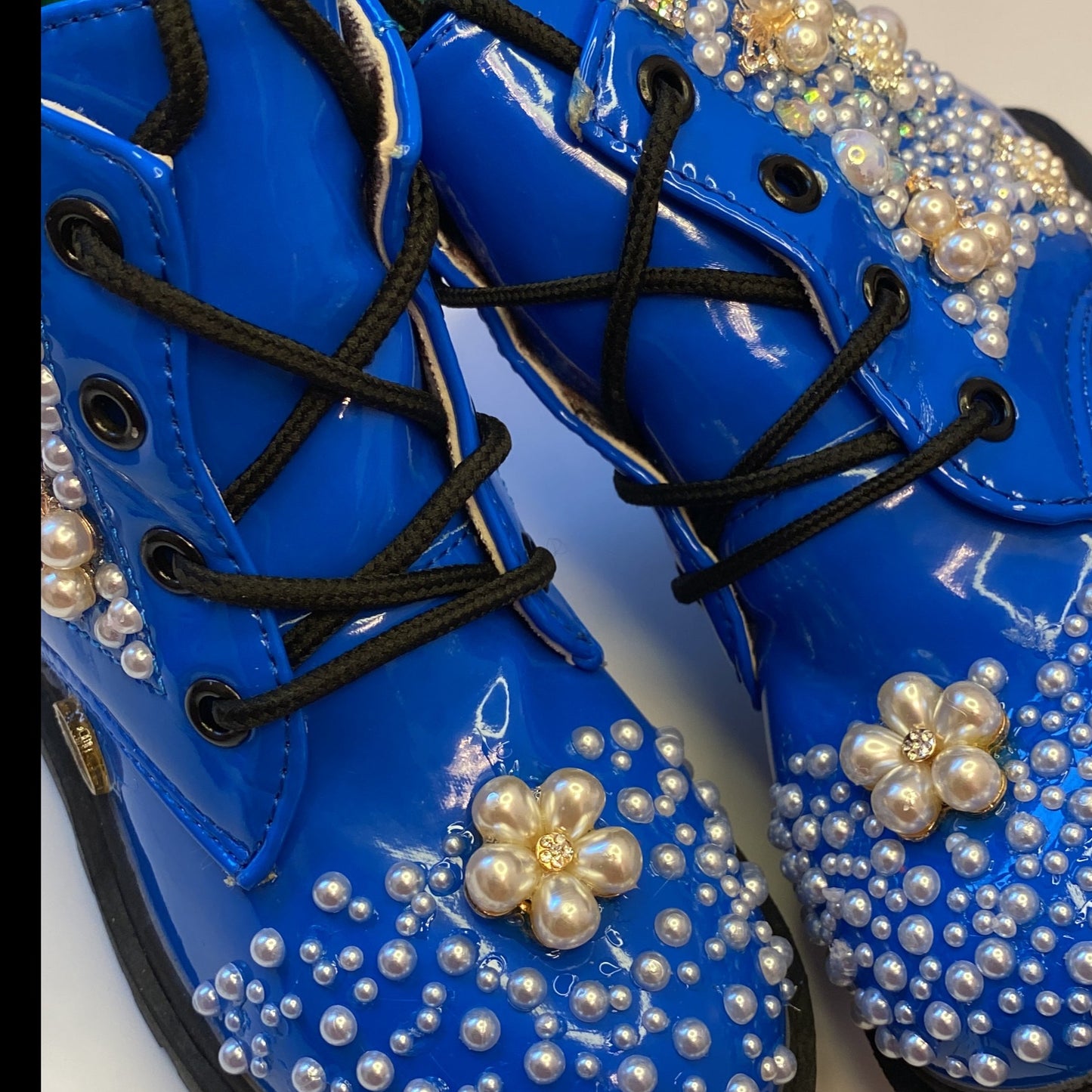 SEQUENCE AND PEARLS GIRLS BLUE BOOTS