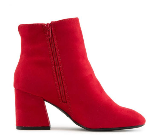 RED LOW RIDER HEEL BOOTS