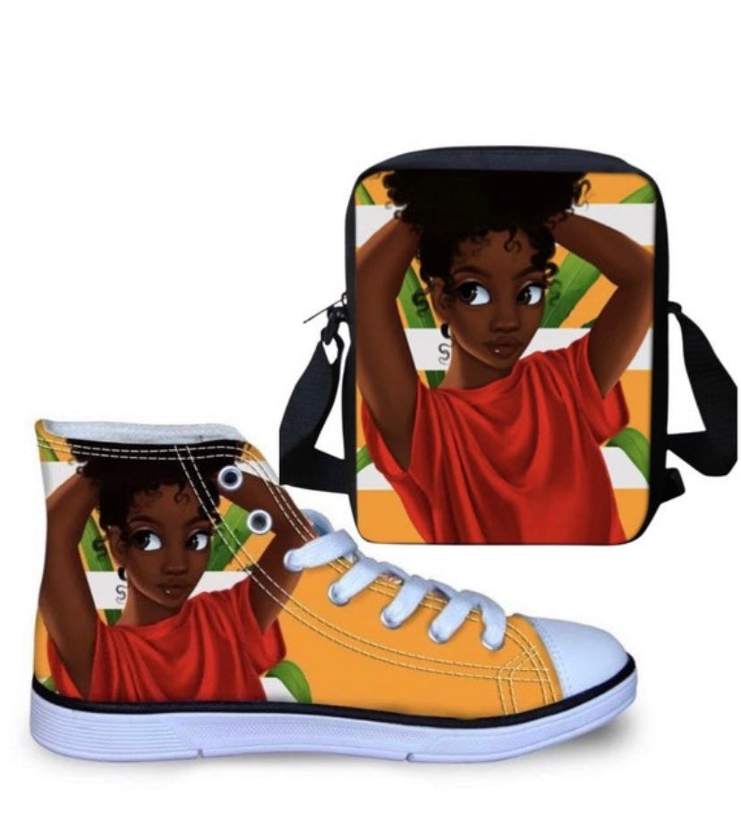 BLACK GIRL MAGIC HIGH TOP BOY SHOES AND BAG COMBO SET