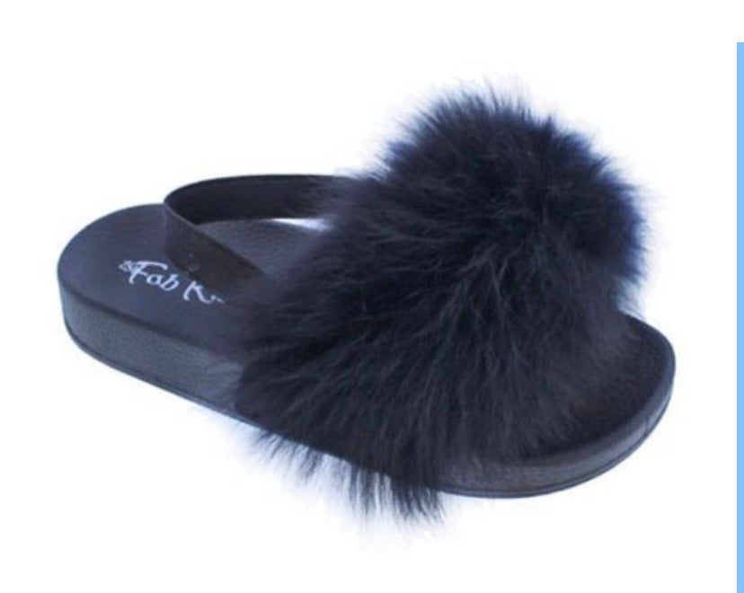 GIRLS FURRY SUMMER OPEN TOE NON SLIP SLIPPERS