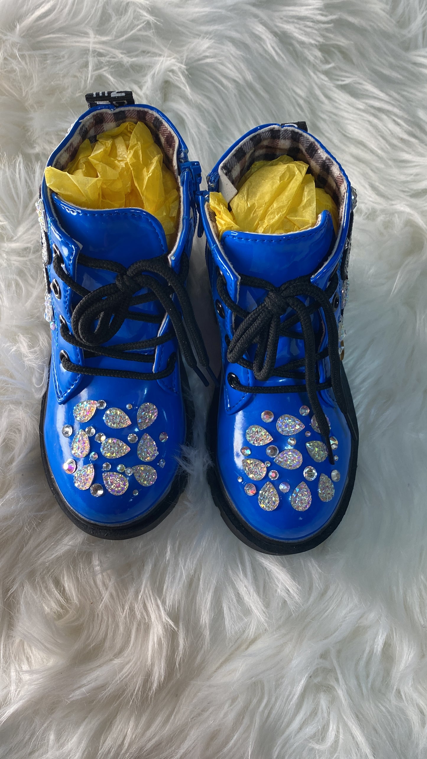 BLUE FLOWERS COOL GIRL BOOTS  ONE-OF-A-KIND BOOTS