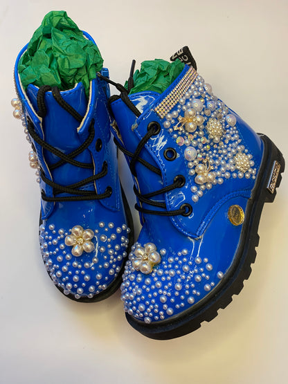 SEQUENCE AND PEARLS GIRLS BLUE BOOTS