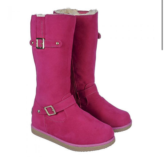 FUCHSIA URBAN BUCKLE FUR INTERIOR TODDLER BOOTS