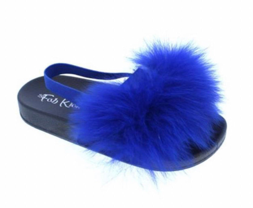 GIRLS FURRY SUMMER OPEN TOE NON SLIP SLIPPERS