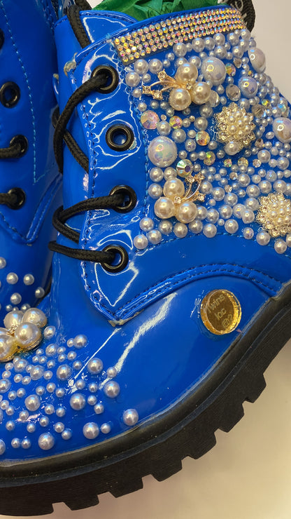 SEQUENCE AND PEARLS GIRLS BLUE BOOTS