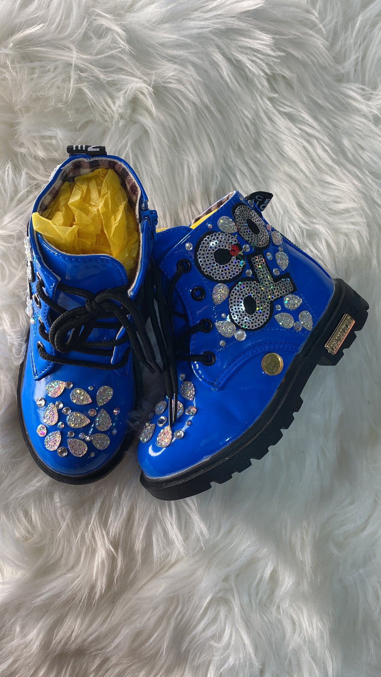 BLUE FLOWERS COOL GIRL BOOTS  ONE-OF-A-KIND BOOTS