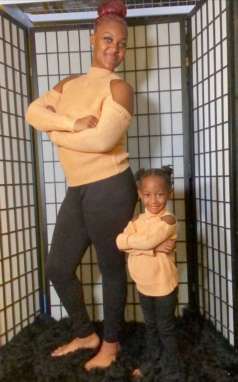 ME MOMMY SWEATER KHAKI BROWN OFF SHOULDER CUTIE KID ONLY